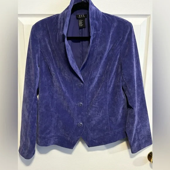 WOMENS R.O.T. DARK LAVENDER CORDUROY LONG SLEEVE FRONT THREE BUTTON CLOSURE SZ L - Picture 3 of 14